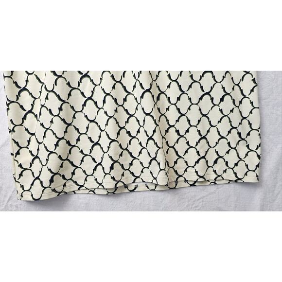 J McLaughlin Dress Sheath Ivory Black/ Green Geometric Lattice Stretch Size M - Picture 10 of 16